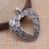 5pcs 31x26mm Antique Silver Color Feather Wing Heart Charms Pendant For DIY Jewelry Making Jewelry Craft Findings