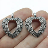 5pcs 31x26mm Antique Silver Color Feather Wing Heart Charms Pendant For DIY Jewelry Making Jewelry Craft Findings