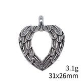 5pcs 31x26mm Antique Silver Color Feather Wing Heart Charms Pendant For DIY Jewelry Making Jewelry Craft Findings