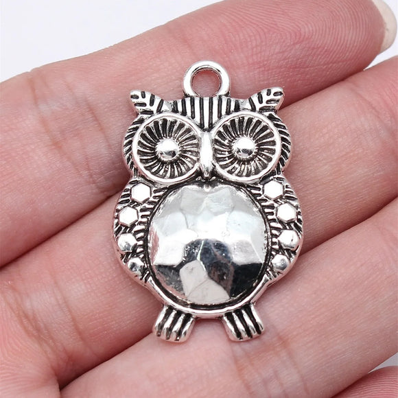 5pcs 35x23mm Antique Silver Color Owl Charms Pendant For DIY Jewelry Making Handmade Jewelry Craft Findings