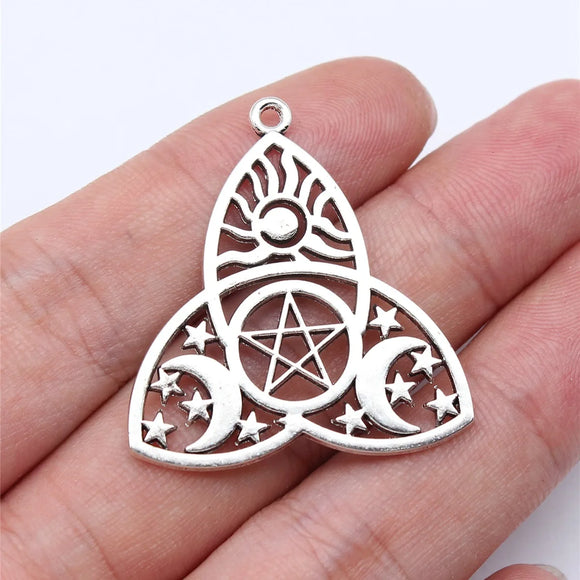 5pcs 35x32mm Antique Silver Color Moon Star Sun Witchcraft Charms Pendant For DIY Jewelry Making Jewelry Findings ef4781