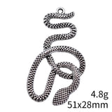 5pcs 51x28mm Antique Silver Color Snake Charms Pendant For DIY Jewelry Making Handmade Jewelry Craft Findings