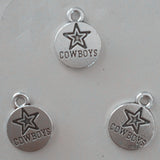 12x16MM Alloy Charm Pendant Cowboys Letter Round DIY Jewelry Crafts 80pcs