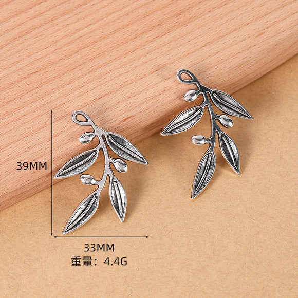 4pcs 39*33mm tibetan silver color branch leaves design pendant EF0242