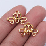 30pcs 18x13mm dark silver color floral  link connector with holes 1-3  EF2710