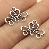 30pcs 18x13mm dark silver color floral  link connector with holes 1-3  EF2710