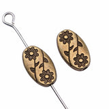 10x6x3mm  20pc antiqued bronze color oval shaped  2sided flowers spacer  bead  EF3496