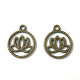 20pcs Charms Lotus Flower 23x20mm Tibetan Bronze Silver Color Pendants Antique Jewelry Making DIY Handmade Craft EF3677