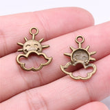 30 Pieces/Lot 21mm*16mm Antique Silver Plated Smiling Sun And Cloud Charms ef4296