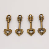 30pcs Charms Cupid's Love Arrow Heart Angel Wings 25x9mm Antique Silver Color Pendants DIY Craft Making Findings Tibetan Jewelry ef4298