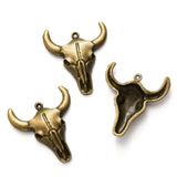 10pcs Charms Skull Bull Ox Head 31x28mm Tibetan Bronze Silver Color Pendants Antique Jewelry Making DIY Handmade Craft ef5022