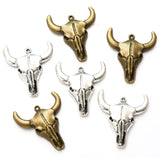 10pcs Charms Skull Bull Ox Head 31x28mm Tibetan Bronze Silver Color Pendants Antique Jewelry Making DIY Handmade Craft ef5022