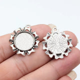 5pcs Fit 16mm Antique Bronze Color Round Flower Cameo Cabochon Base Setting For DIY Jewelry Making Jewelry Findings ef5090