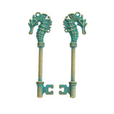 2pcs 72mm Antique Silver Color Antique Bronze Hippocampal Key Charm Hippocampal Key Pendant ef5098