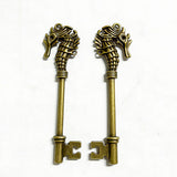 2pcs 72mm Antique Silver Color Antique Bronze Hippocampal Key Charm Hippocampal Key Pendant ef5098