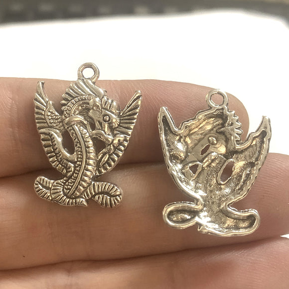 28*21mm 10pc Antique Silver Zinc Alloy Vintage Flying Dragon Animal Pendant Charm h0296
