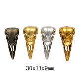 10pcs 30x13x9mm Vintage Bronze Raven Skull Pendant Gothic Bird Skull Charm DIY Necklace Jewelry Making Supply h304