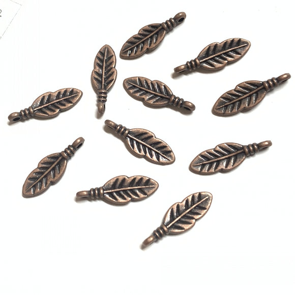 50pcs 17mmx5.8mmx2mm Copper feather charms h0358