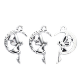 20pcs 26*15mm Crescent Moon And Star Angel Fairy Charms For DIY Jewelry Making h0652