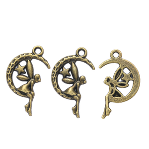 20pcs 26*15mm Crescent Moon And Star Angel Fairy Charms For DIY Jewelry Making h0652