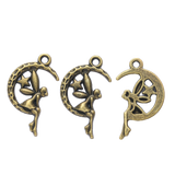 20pcs 26*15mm Crescent Moon And Star Angel Fairy Charms For DIY Jewelry Making h0652