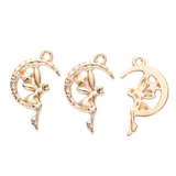 20pcs 26*15mm Crescent Moon And Star Angel Fairy Charms For DIY Jewelry Making h0652