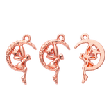 20pcs 26*15mm Crescent Moon And Star Angel Fairy Charms For DIY Jewelry Making h0652