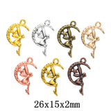 20pcs 26*15mm Crescent Moon And Star Angel Fairy Charms For DIY Jewelry Making h0652