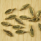 50pcs Tibetan silver feather charms h0608
