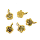 30pcs dark gold-tone Tibetan silver swirl plum flower charms h2226