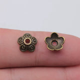 50 tapas de cuentas WYSIWYG de 10 x 4 mm para hacer joyas, accesorios de joyería DIY, color plata antigua, color oro antiguo.