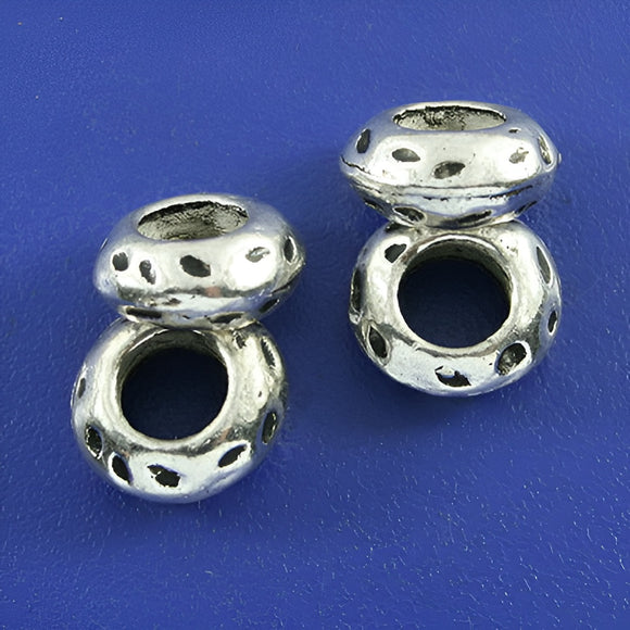 10pcs 10*5mm hole:4.7mm dark silver tone round spacer bead h3052