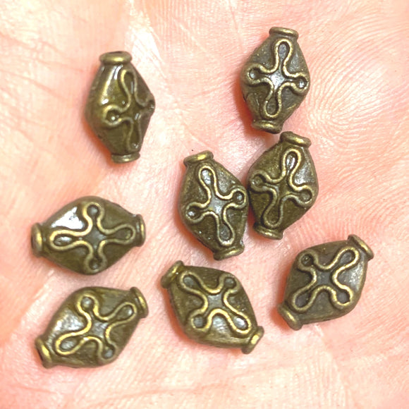 20pcs 12*8*5mm antiqued bronze rhombus flower spacer bead h3832