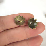 20pc 14x7mm 1g/pc Antique Bronze Flower Bead Caps, Zinc Alloy Bead End Caps for Handmade Jewelry Craft h5314-b