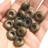 10pc 17.6mm x3mm hole 7.2mm 1.12g/pc Hollow Multi-hole Saucer Spacer Beads | Antique Silver Zinc Alloy Donut Beads for DIY Jewelry Making h5317