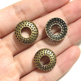 10pc 17.6mm x3mm hole 7.2mm 1.12g/pc Hollow Multi-hole Saucer Spacer Beads | Antique Silver Zinc Alloy Donut Beads for DIY Jewelry Making h5317