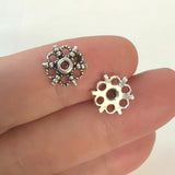 30pc 10mm 0.63g/pc Vintage Flower Bead Spacers Antique Silver Tone, Zinc Alloy Findings for Bracelet Necklace Craft h5321