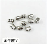 12pc  7x6x3mm 0.68g alloy antique silver 12-constellation barrel beads, large-hole beads, spacer beads, string beads, loose beads, h6000