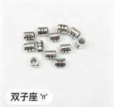 12pc  7x6x3mm 0.68g alloy antique silver 12-constellation barrel beads, large-hole beads, spacer beads, string beads, loose beads, h6000