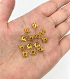 6mm 100-piece alloy golden four-petaled flower base DIY handmade bead spacer pearl base jewelry accessory h6016