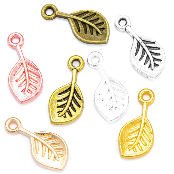 16*8mm Alloy Charm Pendant Little Leaf Handmade Crafts for DIY Jewelry 100pcs