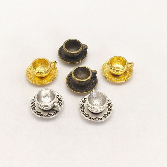 14*14*8MM Alloy Charm Little Tea cup Pendant For Handmade Crafts 50pcs/lot EF3994