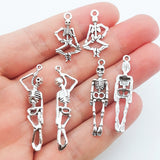 20pcs Tibetan Silver Alloy Charm Body skeleton Punk Pendant Crafts ef5024