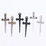 30 piezas de 35 x 14 mm de aleación con dijes de espada gótica, colgante retro artesanal