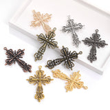 5pcs 42.5*63*4mm Alloy Charm Cross Hollow out Retro Pendant Crafts