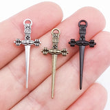 30 piezas de 35 x 14 mm de aleación con dijes de espada gótica, colgante retro artesanal