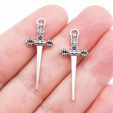 30 piezas de 35 x 14 mm de aleación con dijes de espada gótica, colgante retro artesanal