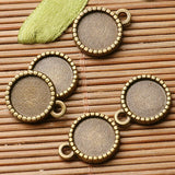 20pcs antiqued bronze color 2sided round shaped cabochon setting in 10mm EF2944