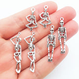 20pcs Tibetan Silver Alloy Charm Body skeleton Punk Pendant Crafts ef5024