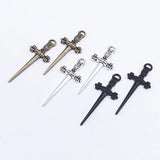 30 piezas de 35 x 14 mm de aleación con dijes de espada gótica, colgante retro artesanal
